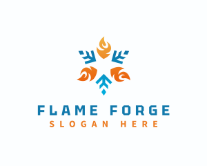 Fire Snowflake Hvac logo design