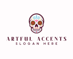 Decorative Art Skull logo design