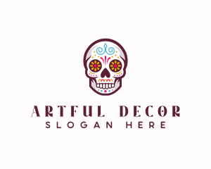 Decorative Art Skull logo design