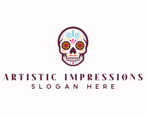 Decorative Art Skull logo design