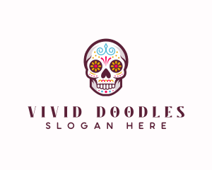 Decorative Art Skull logo design