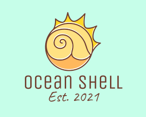 Sun Beach Sea Shell  logo design