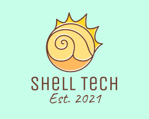 Sun Beach Sea Shell  logo design