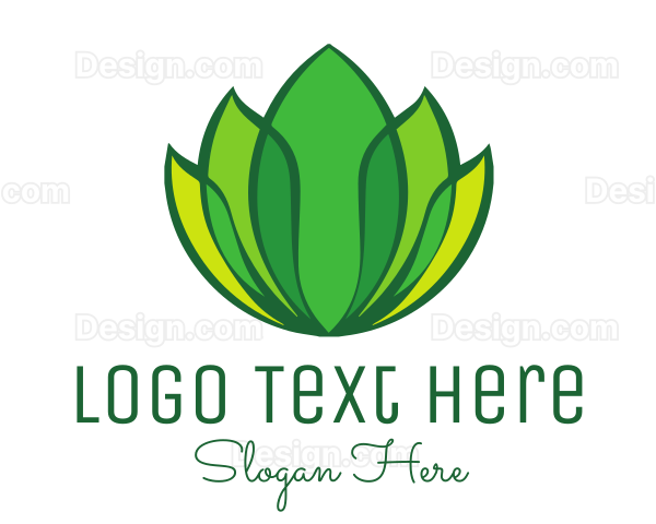 Green Yellow Leaf Lotus Logo