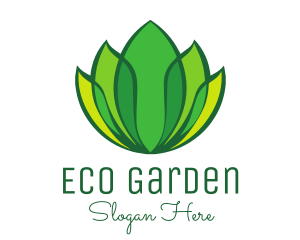 Green Yellow Leaf Lotus logo design