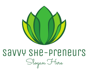 Green Yellow Leaf Lotus logo design