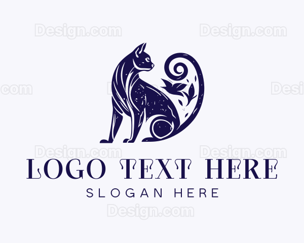 Artistic Blue Purple Cat Logo