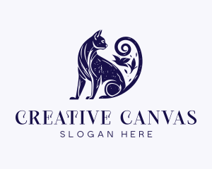 Artistic Blue Purple Cat logo design