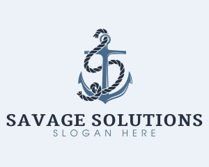 Anchor Rope Letter S logo design