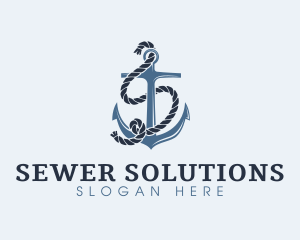 Anchor Rope Letter S logo design