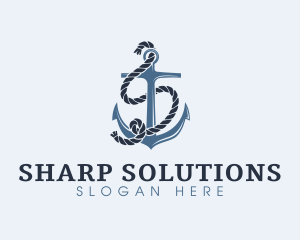 Anchor Rope Letter S logo design