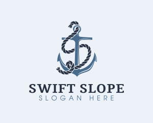 Anchor Rope Letter S logo design