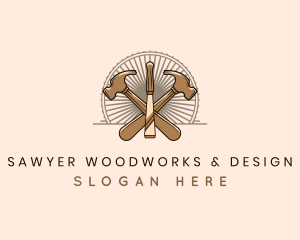 Hammer Chisel Woodwork logo design