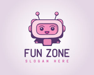 Pink Cute Robot Bot logo design