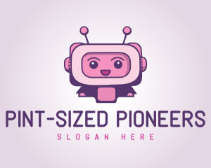 Pink Cute Robot Bot logo design