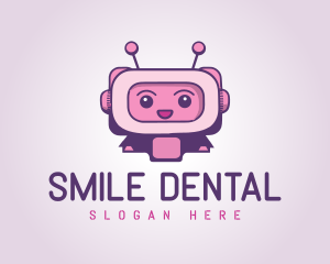 Pink Cute Robot Bot logo design