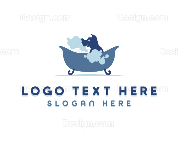 Dog Bath Grooming Logo