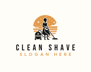 Girl Maid Cleaning logo design