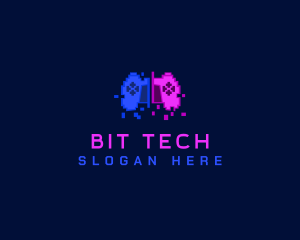 Pixel Controller Glitch logo design