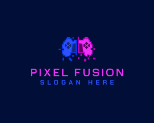 Pixel Controller Glitch logo design