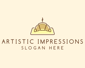 Minimalist Hot Croissant logo design