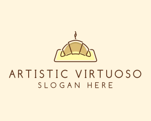 Minimalist Hot Croissant logo design