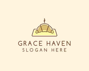 Minimalist Hot Croissant logo design