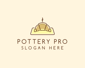 Minimalist Hot Croissant logo design