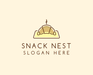 Minimalist Hot Croissant logo design