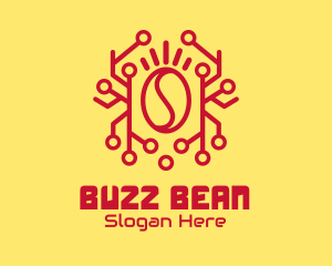 Circuit Board Coffee Bean logo design