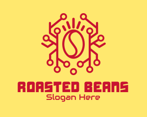 Circuit Board Coffee Bean logo design