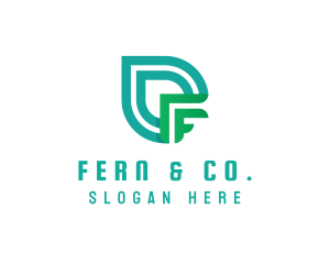 Organic Leaf Letter F logo design