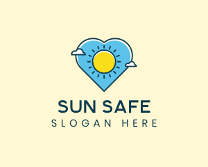 Sun Clouds Heart logo design