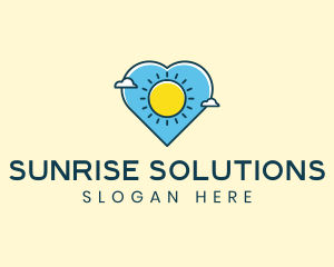 Sun Clouds Heart logo design