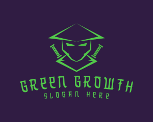 Green Samurai Warrior  logo design