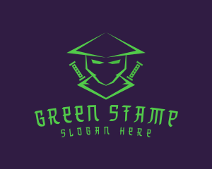 Green Samurai Warrior  logo design