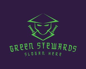 Green Samurai Warrior  logo design