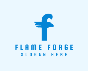 Blue Eagle Letter F logo design