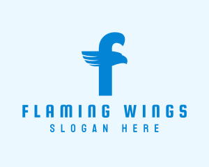 Blue Eagle Letter F logo design