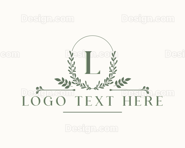 Botanical Leaf Wreath Logo