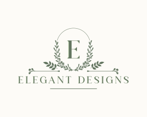 Botanical Leaf Wreath logo design