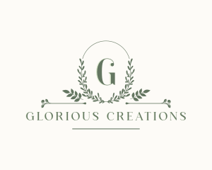 Botanical Leaf Wreath logo design