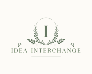 Botanical Leaf Wreath logo design