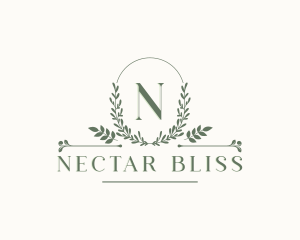 Botanical Leaf Wreath logo design