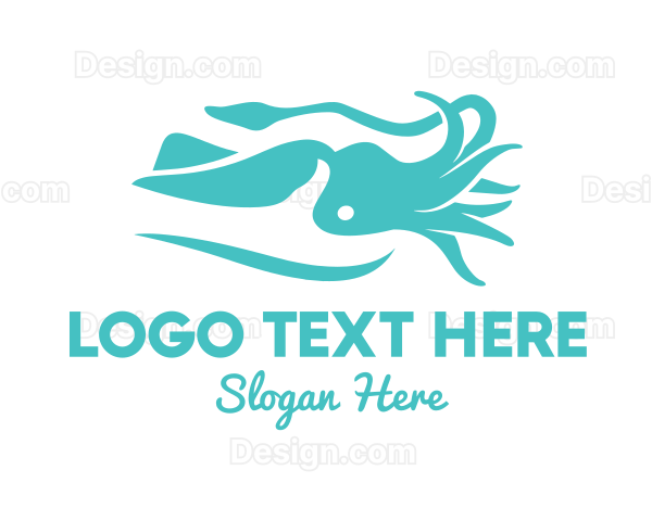 Teal Ocean Squid Logo