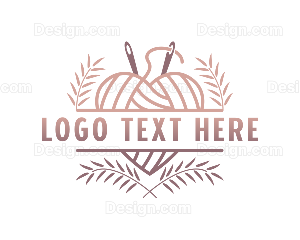 Heart Yarn Knitting Logo