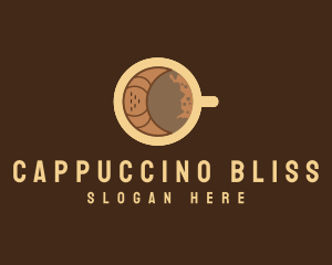 Croissant Coffee Latte Cup logo design