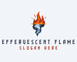 Flaming Fire Iceberg  logo design