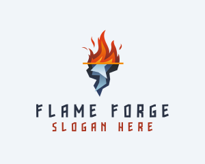 Flaming Fire Iceberg  logo design