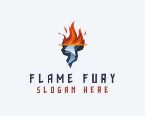 Flaming Fire Iceberg  logo design